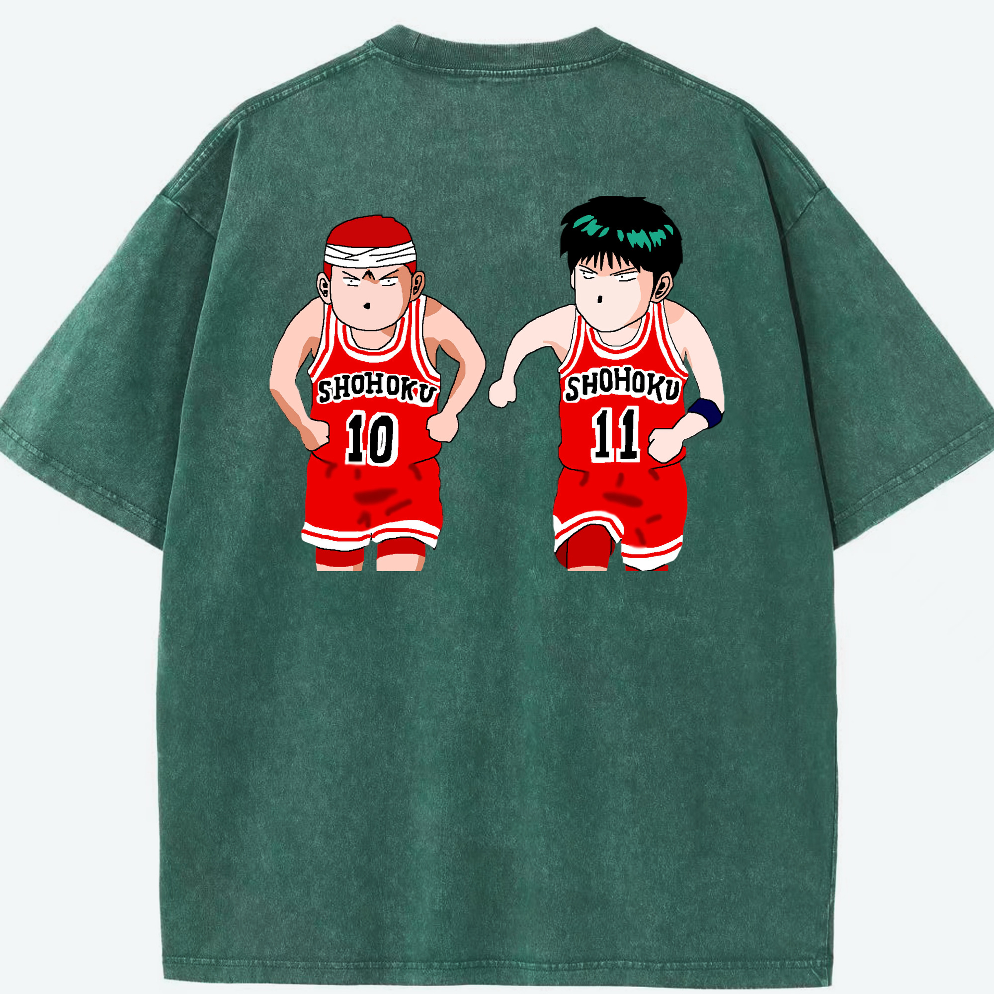SLAM DUNK／スラムダンク 綿100% ヴィンテージ風 半袖Tシャツ（背面プリント）